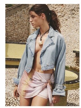 Cropped Light Wash Denim Trench Jacket